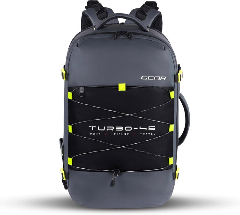 Gear Turbo 45 Ltrs Expandable Travel Laptop Backpack with RainCover (Grey-Black), One Size (TLPTURBO00401) - Image 1