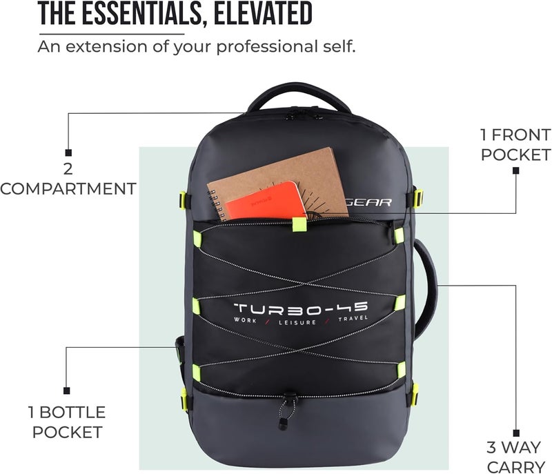 Gear Turbo 45 Ltrs Expandable Travel Laptop Backpack with RainCover (Grey-Black), One Size (TLPTURBO00401) - Image 5