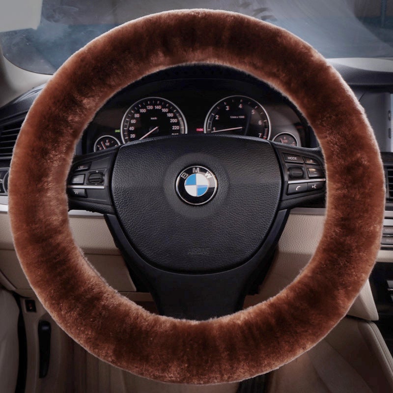 Generic Winter Short Wool Steering Wheel Cover Carbon Gray  - Image 3