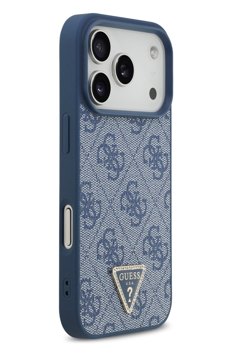 GUESS iPhone 17 Pro MagSafe Case 4G PU Leather With Triangle Logo /  Magsafe Compatible / Ultra Slim / lightweight design / Easy Installation - Blue - Image 4