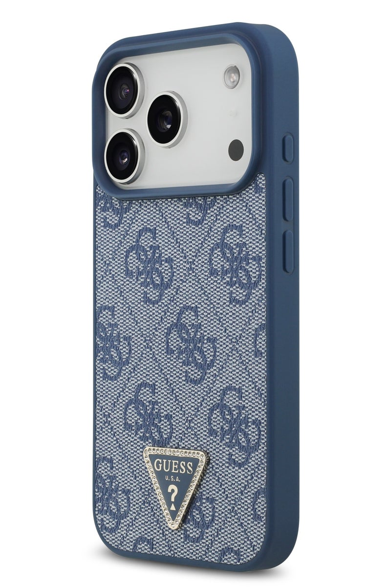 GUESS iPhone 17 Pro MagSafe Case 4G PU Leather With Triangle Logo /  Magsafe Compatible / Ultra Slim / lightweight design / Easy Installation - Blue - Image 3