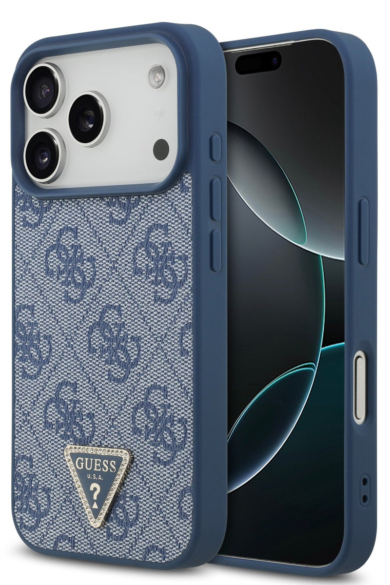 GUESS iPhone 17 Pro MagSafe Case 4G PU Leather With Triangle Logo /  Magsafe Compatible / Ultra Slim / lightweight design / Easy Installation - Blue - Image 2