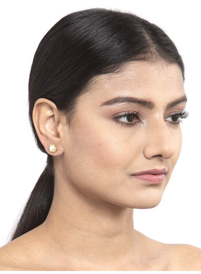 CLARA 925 Sterling Silver Real Pearl Stud Aki Earrings | Gold Rhodium Plated, Screw Back | Gift for Women & Girls - Image 4