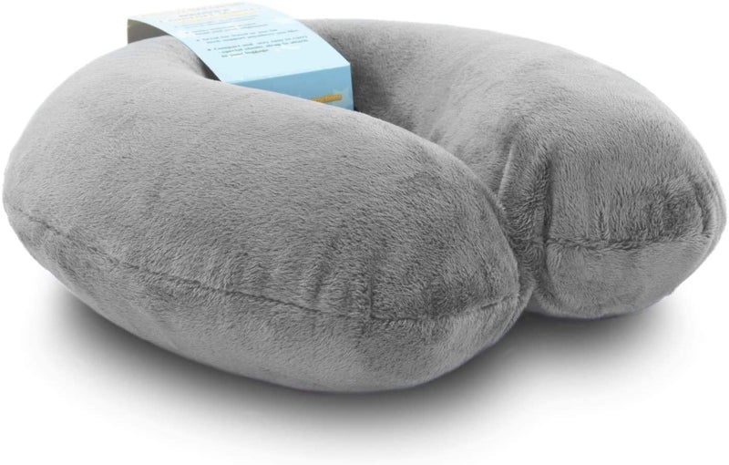 AMICA World Travel Neck Pillow Airplane Travel Accessories Essentials Comfortable Washable Cover Plane Neck Support Pillow for Neck Pain Relief Sleeping Grey, memory foam - Image 1