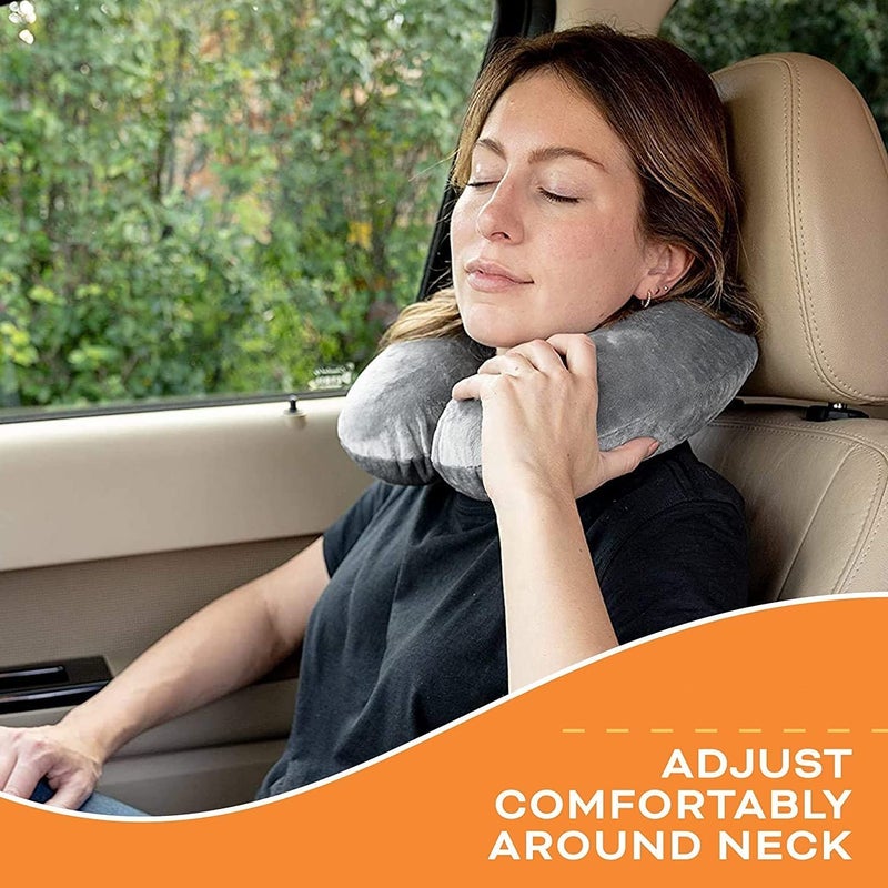 AMICA World Travel Neck Pillow Airplane Travel Accessories Essentials Comfortable Washable Cover Plane Neck Support Pillow for Neck Pain Relief Sleeping Grey, memory foam - Image 2