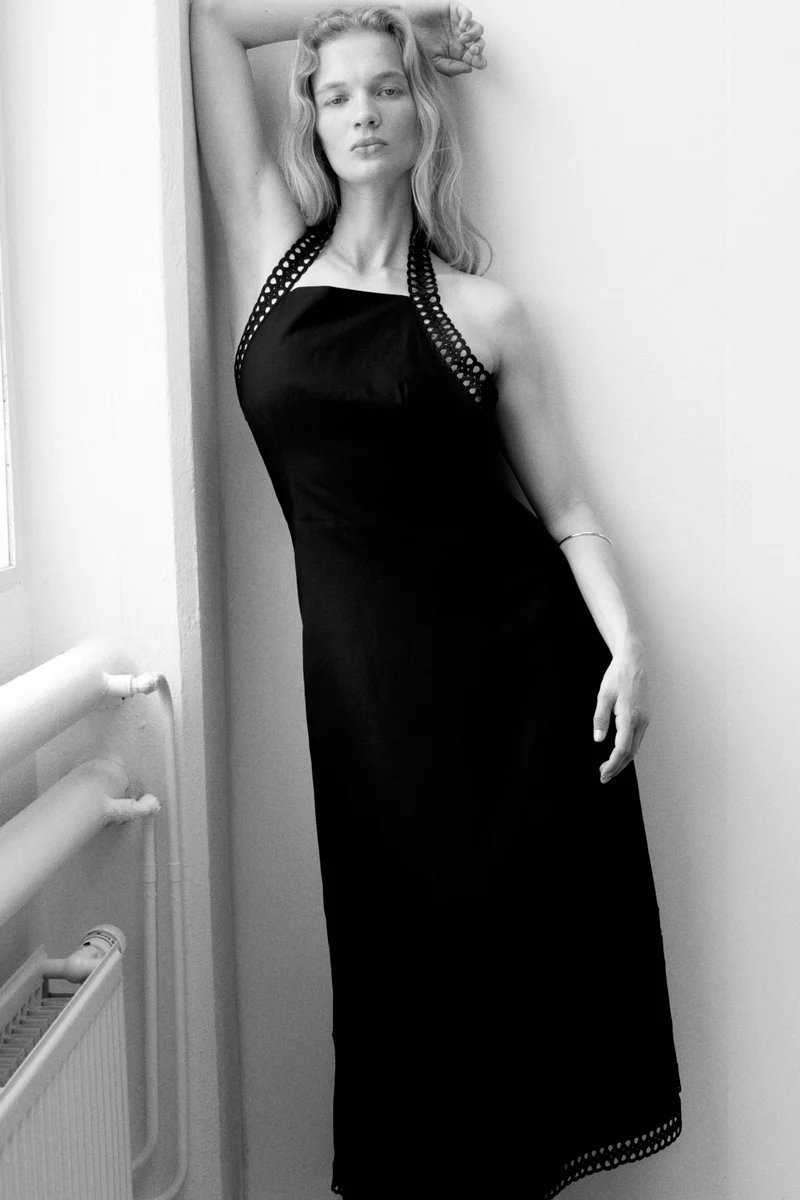 H&M Linen-blend halterneck dress