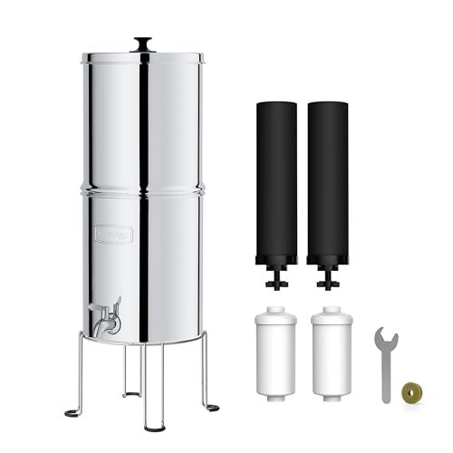 Waterdrop TKAFS Gravity Water Filter System NSFANSI 42372 Standard Reduces Fluoride and Chlorine StainlessSteel Water System with 4 Filters and Metal Spigot for Home 225G - Image 1
