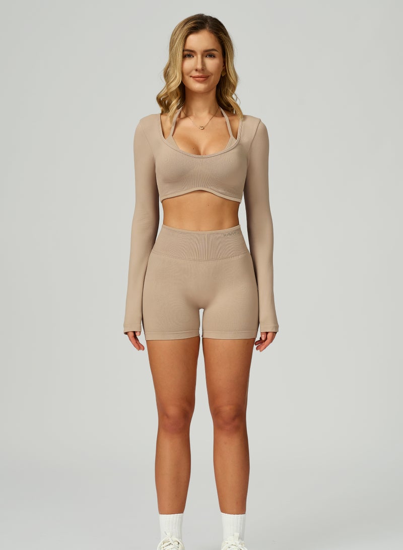 KAWN.YOGA Womens Long Sleeves Crop Top - Image 1