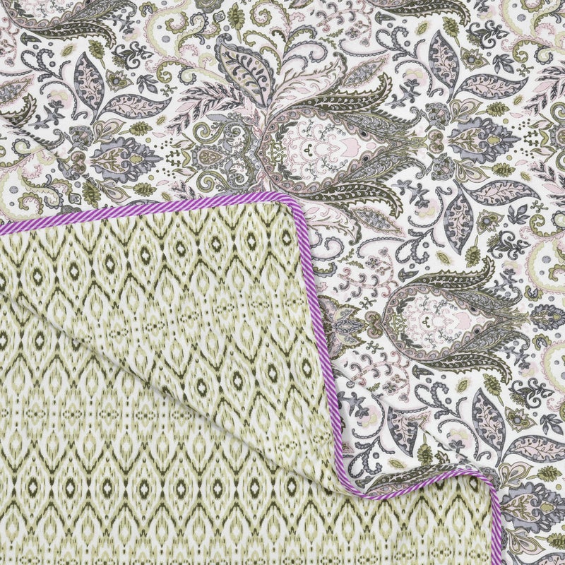 Tzafrir Tzafrir Dohar Double Bed Cotton | AC Duvet Comforter | Reversible Blanket for Summer | Sleeping Top Sheet (84 x 96, Purple Green, Pack of 1) - Image 5