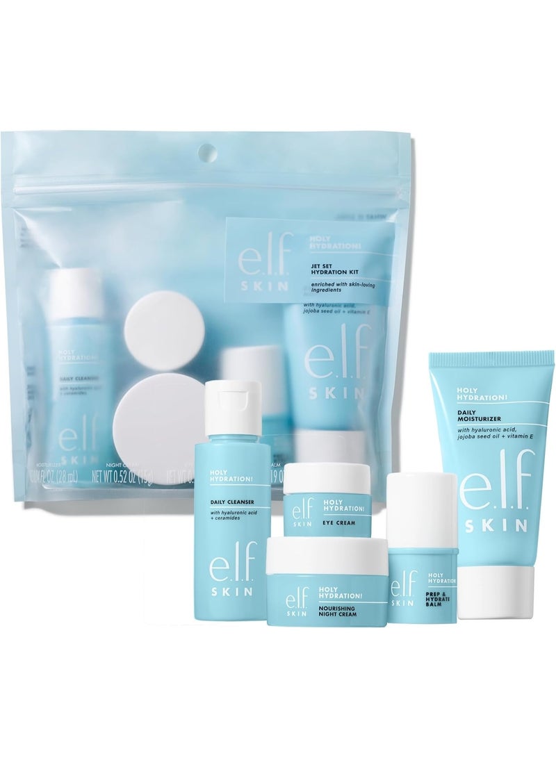 إلف مجموعة ترطيب البشرة SKIN Jet Set، سهلة السفر، مجموعة ترطيب للعناية بالبشرة، منظف للوجه، بلسم، مرطب، كريم للعين وكريم ليلي - Image 1