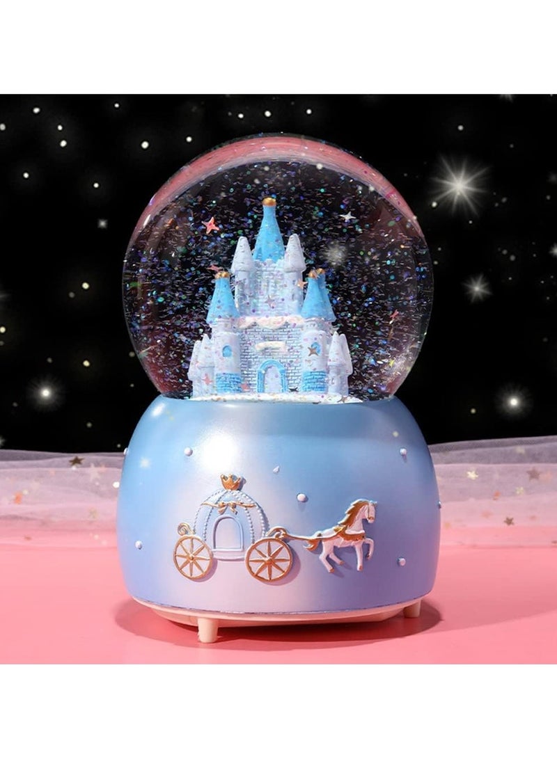 general Castle Snow Globe Music Box Cartoon Crystal Globe With Colour Changing LED Lights Kids Music Box Light Up Snow Globe Desktop Decorations Home Decoration - Image 2