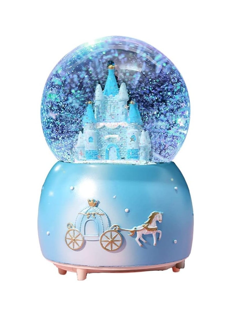 general Castle Snow Globe Music Box Cartoon Crystal Globe With Colour Changing LED Lights Kids Music Box Light Up Snow Globe Desktop Decorations Home Decoration - Image 1
