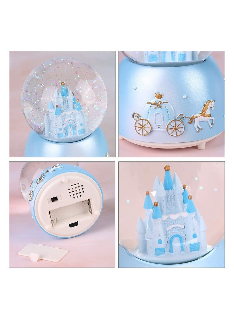 general Castle Snow Globe Music Box Cartoon Crystal Globe With Colour Changing LED Lights Kids Music Box Light Up Snow Globe Desktop Decorations Home Decoration - Image 3