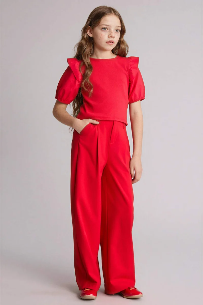 ديفاكتو Girl Ribbed Ribbed T-Shirt