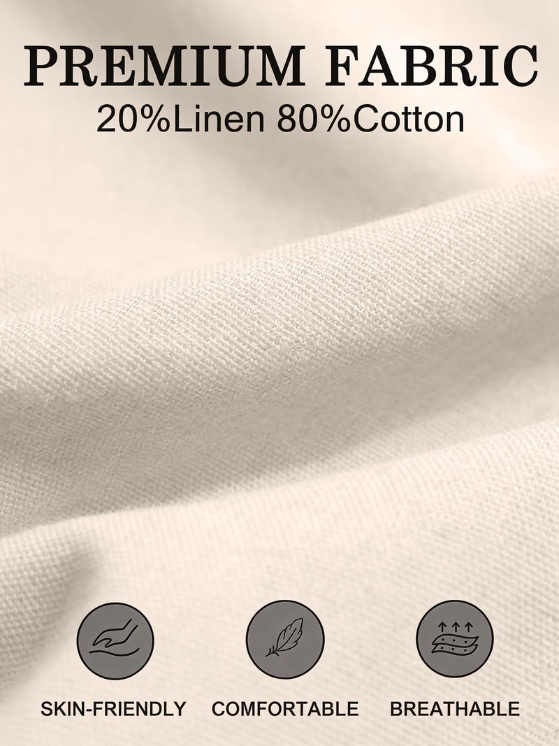 PLEPAN Mens 5 Inch Linen Shorts - Casual Elastic Waist Drawstring Summer Beach Shorts with Pocket Beige Large - Image 5