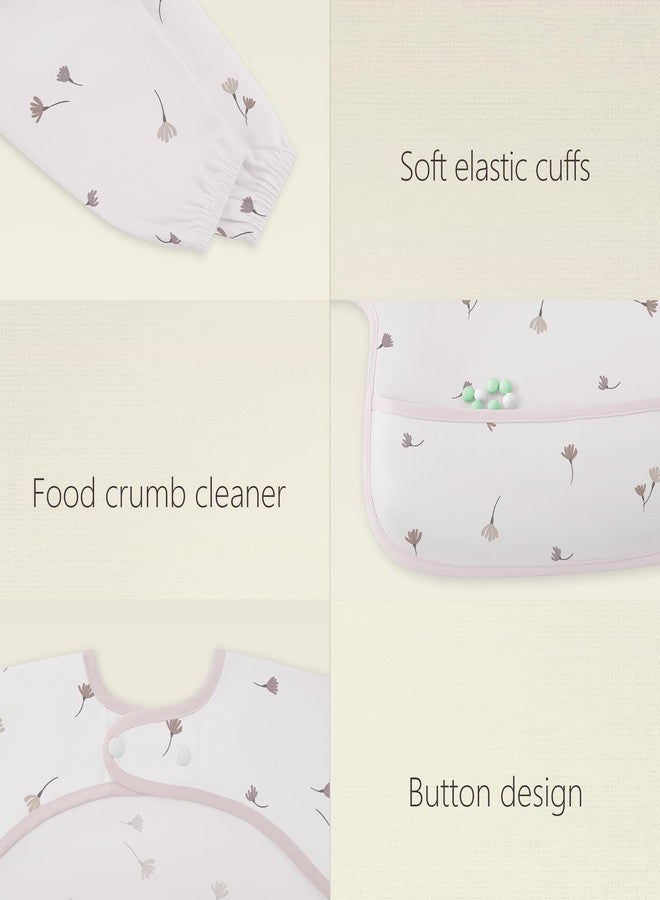 Susurration Long Sleeve Bibs for Babies 2 Pack, Baby Eating Smock Waterproof Baby Bibs for Babies & Toddlers, 6-36 Months Newborn Baby Essentials - Pink Flower - Image 5