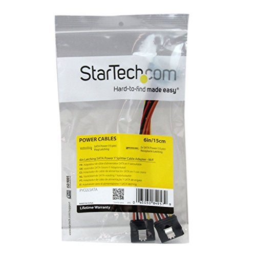 StarTech.com 6in Latching SATA Power Y Splitter Cable Adapter - M/F - 6 inch Serial ATA Power Cable Splitter - SATA Power Y Cable Adapter (PYO2LSATA) - Image 2