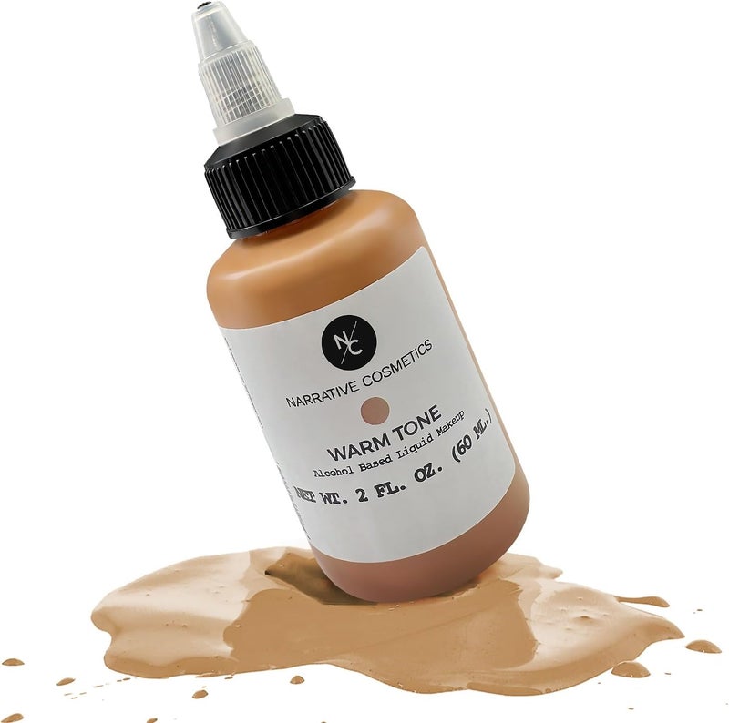 Narrative Cosmetics Flesh Tone Alcohol Airbrush Paints 60 ml Skin Safe Quick Dry Waterproof Sweatproof Transferproof Liquid Makeup for Tattoo CoverUp Bodypainting FX Makeup Warm Tone