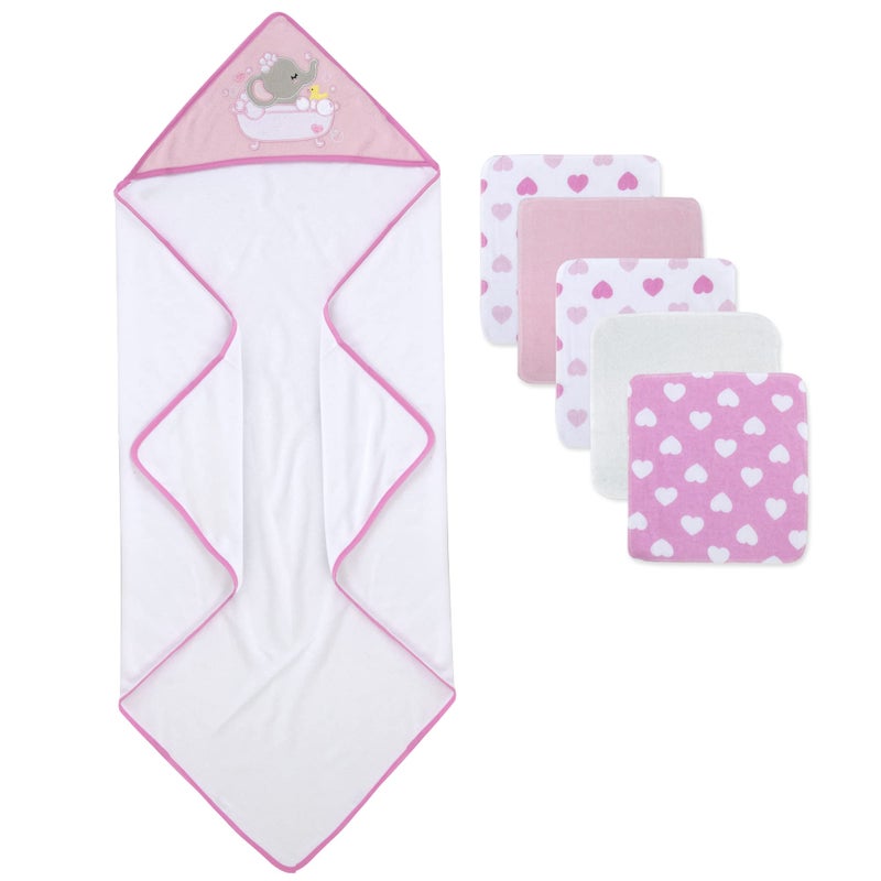 Baby Essentials Baby Hooded Towel and Washcloth Set for Infants, Boys and Girls 6-12 Months (Effervescent Elephant) - Image 4