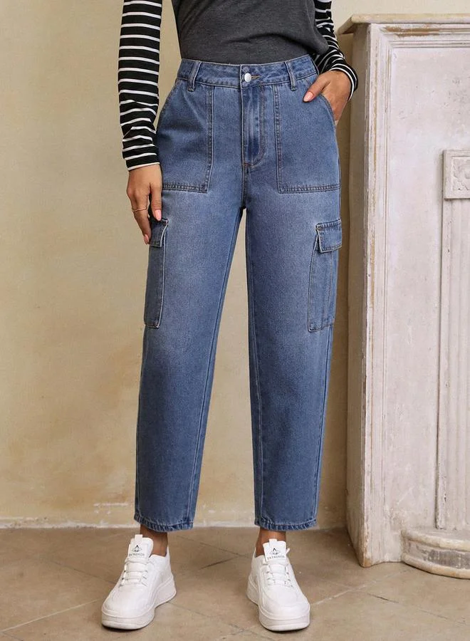 Kotty High Waist Slim Fit Cargo Jeans by Styli