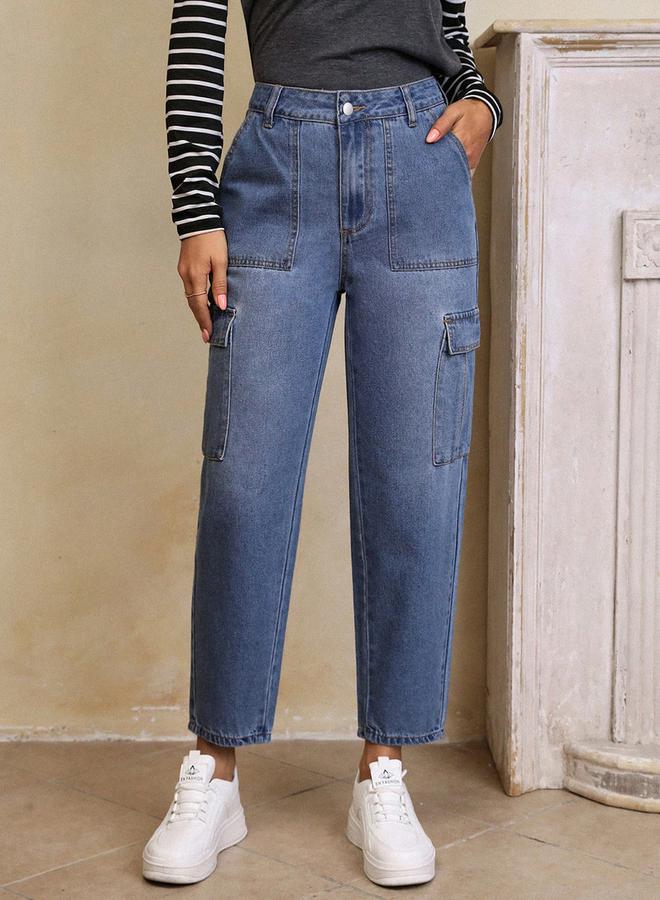 كوتي جينز كارغو بقصة ضيقة وخصر مرتفع من ستايلي - Image 3