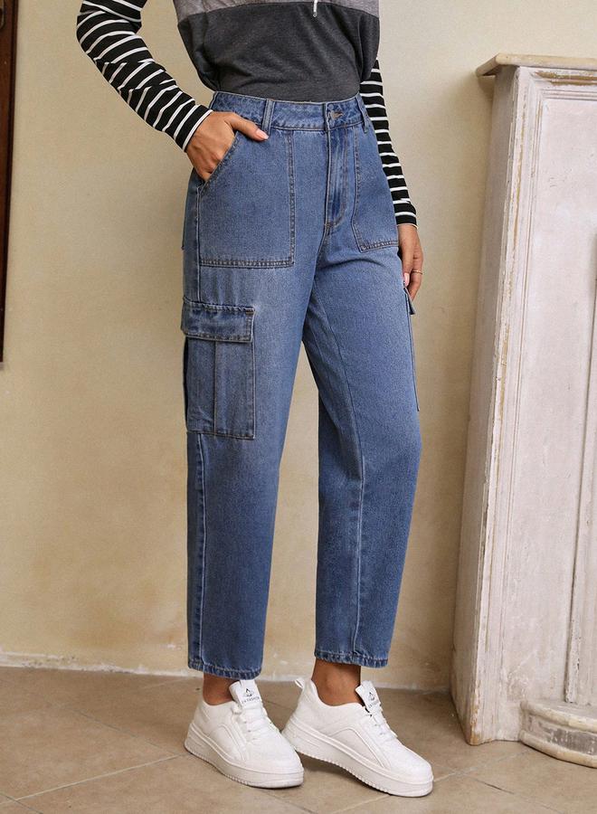 كوتي جينز كارغو بقصة ضيقة وخصر مرتفع من ستايلي - Image 4