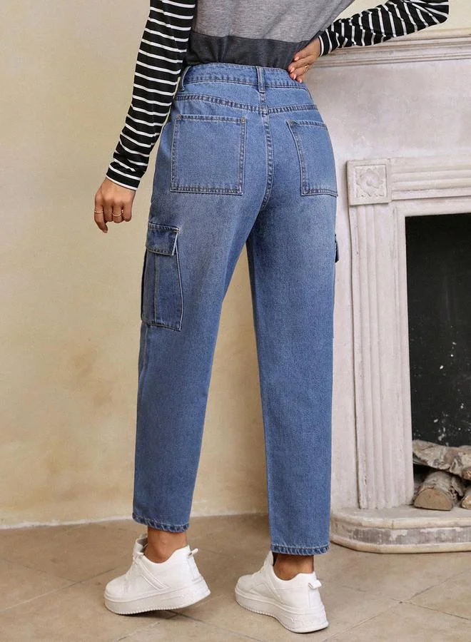 Kotty High Waist Slim Fit Cargo Jeans by Styli