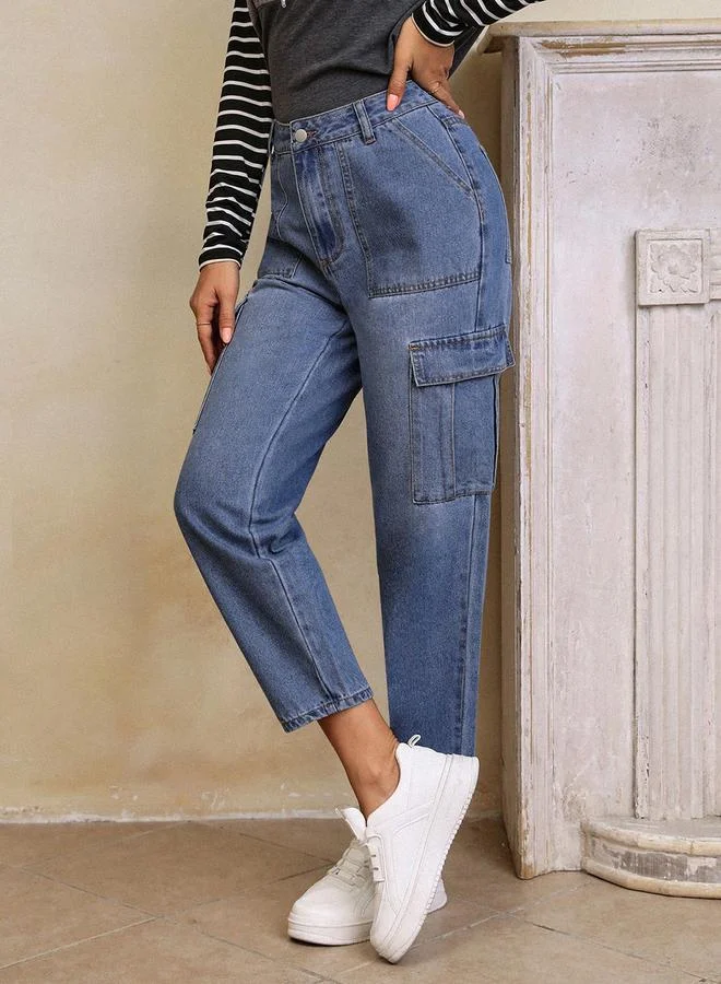 Kotty High Waist Slim Fit Cargo Jeans by Styli
