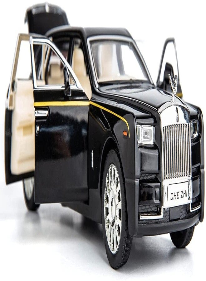 PEZYOX 1:32 Rolls Royce Phantom Diecast Metal Pullback Openable Doors Toy Cars with Flashing Light and Musical Sound for Gifts Toys for Kids Boys and Girls. (Black) - Image 1
