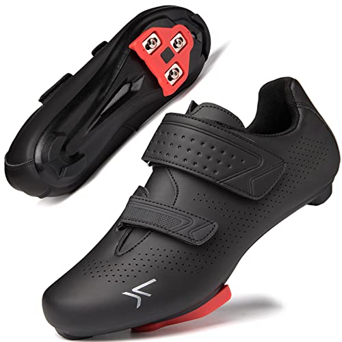 ULTIANT Mens Womens Cycling Shoes Compatible with Peloton Road Bike Riding Bicycle Pre-Installed Delta Cleats(1_Black,45) - Image 1