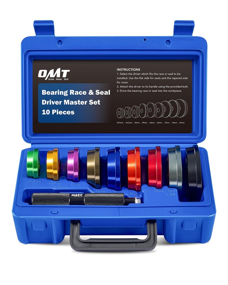 Orion Motor Tech Bearing Press Kit, 10pc Bearing Race and Seal Driver Set with Seal Driver and 9 Bearing Adapters, Seal Installer Bearing Driver Kit for Bearing Installation - Image 1