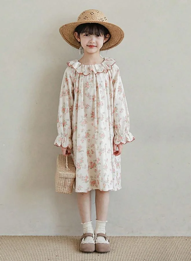 Take Two  Girls Floral Print Ruffled Neck A-Line Dress for Women | Best Price UAE