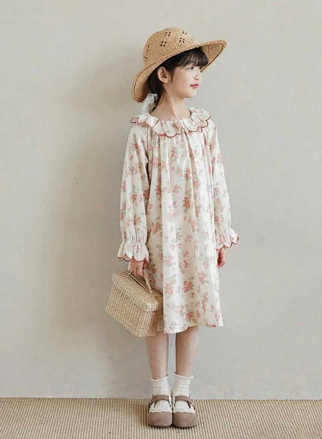 Take Two  Girls Floral Print Ruffled Neck A-Line Dress for Women | Best Price UAE