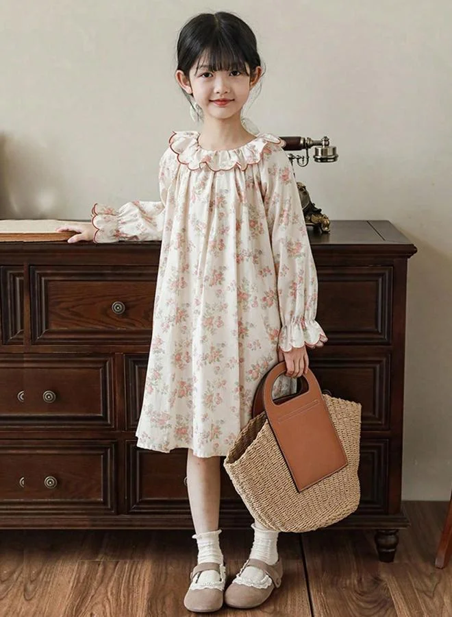 Take Two  Girls Floral Print Ruffled Neck A-Line Dress for Women | Best Price UAE
