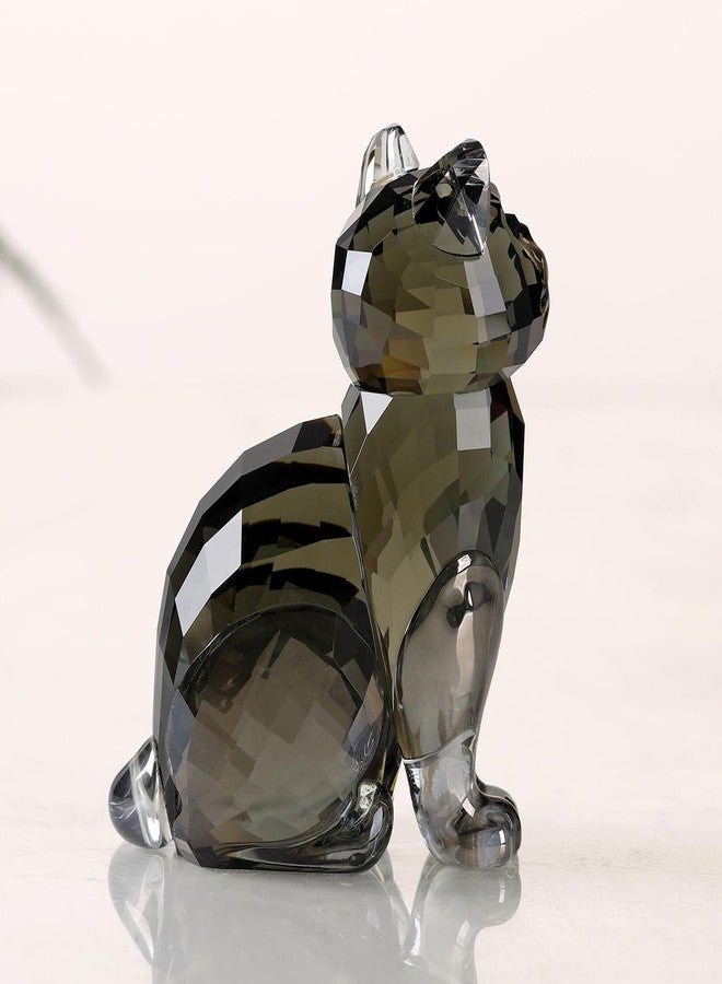 DOJOZ Crystal Cat Realistic Animal Kitten Art Figurine Collection Table top Ornament Statue Home Decor (Black) - Image 3