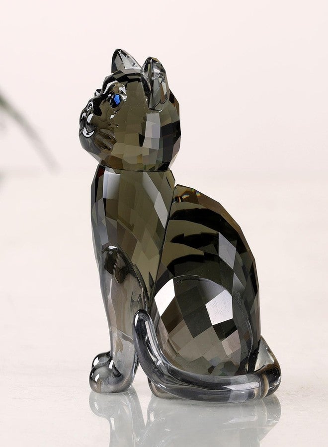 DOJOZ Crystal Cat Realistic Animal Kitten Art Figurine Collection Table top Ornament Statue Home Decor (Black) - Image 4