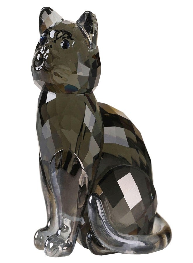 DOJOZ Crystal Cat Realistic Animal Kitten Art Figurine Collection Table top Ornament Statue Home Decor (Black) - Image 1