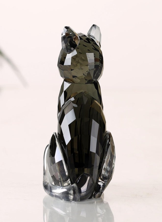 DOJOZ Crystal Cat Realistic Animal Kitten Art Figurine Collection Table top Ornament Statue Home Decor (Black) - Image 5