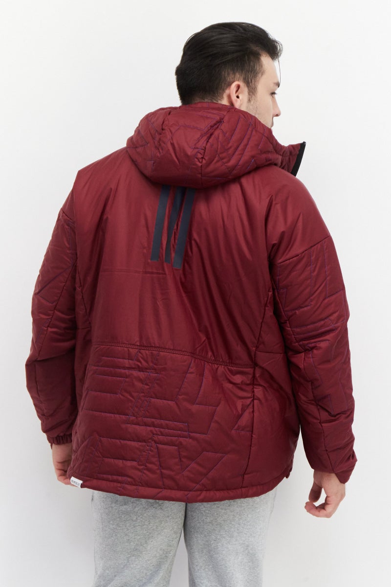 Adidas Men Sportswear Fit Terrex Primaloft Hooded Padded Hiking Jacket, Maroon - Image 3