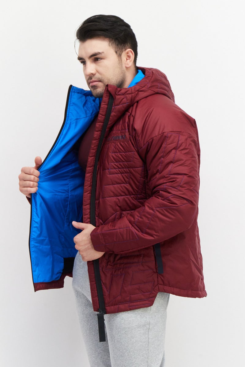 Adidas Men Sportswear Fit Terrex Primaloft Hooded Padded Hiking Jacket, Maroon - Image 2