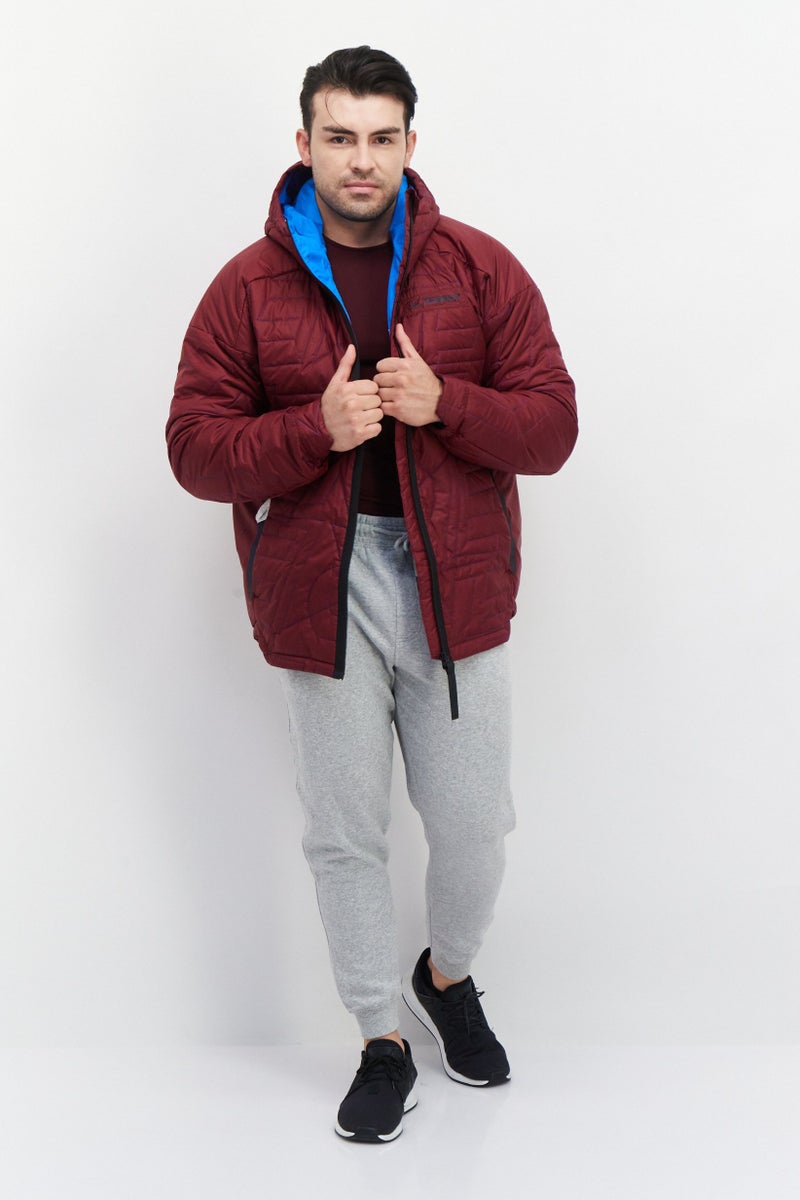 Adidas Men Sportswear Fit Terrex Primaloft Hooded Padded Hiking Jacket, Maroon - Image 4