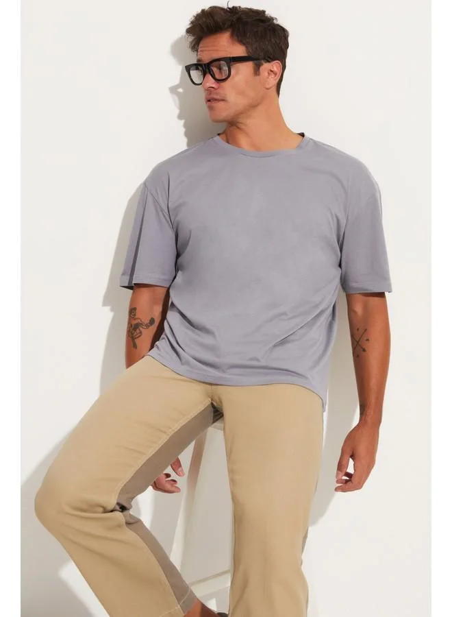 JUNE June Men Oversize Basic Crew Neck Tshirt Grey
