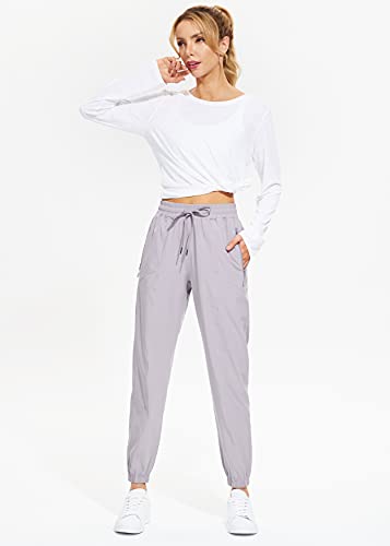 Libin Women's Lightweight Joggers Quick Dry Hiking Running Pants Athletic Workout Track Casual with Zipper Pockets,Lilac Hint S - Image 2