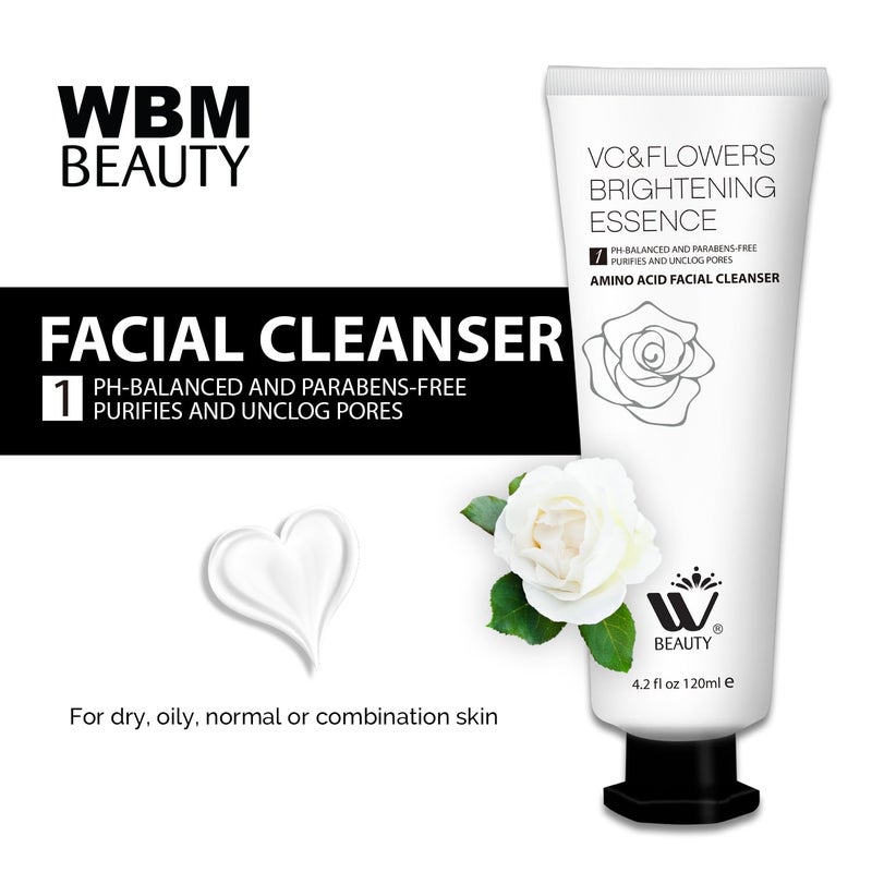 WBM Facial Cleanser with Amino Acid Perfect AntiAging Skin Brightening and Wrinkle Reducing Acne Daily Face Wash for All Skin Types With Organic  Natural Ingredients  42 fl oz120 ml - Image 2