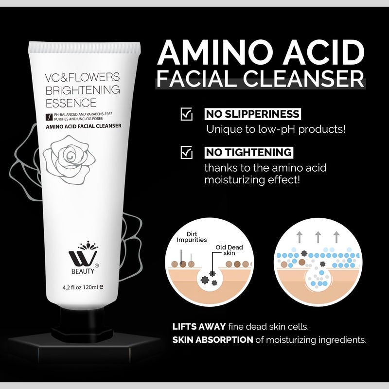 WBM Facial Cleanser with Amino Acid Perfect AntiAging Skin Brightening and Wrinkle Reducing Acne Daily Face Wash for All Skin Types With Organic  Natural Ingredients  42 fl oz120 ml - Image 3