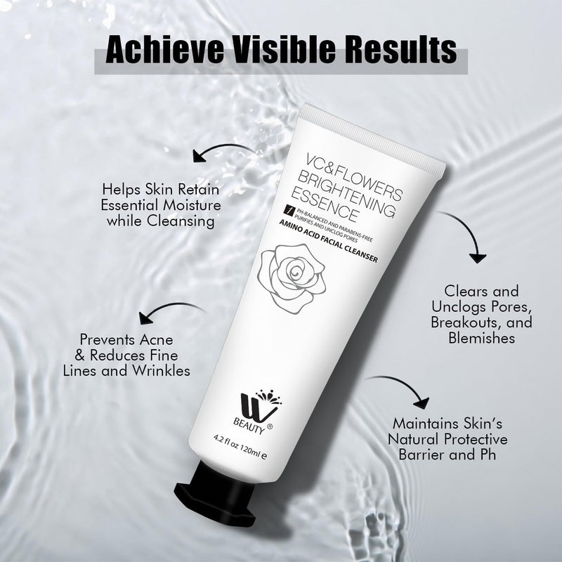 WBM Facial Cleanser with Amino Acid Perfect AntiAging Skin Brightening and Wrinkle Reducing Acne Daily Face Wash for All Skin Types With Organic  Natural Ingredients  42 fl oz120 ml - Image 5