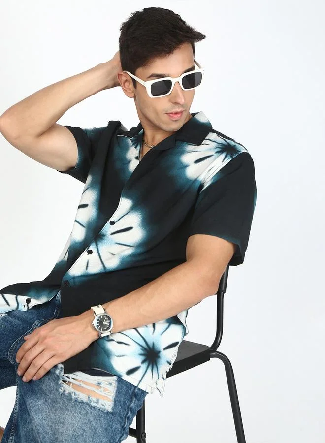 Take Two Men Resort Collar Tie-Dye Print Shirt By Bene Kleed