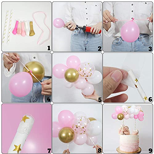 ZaneGear Balloon Birthday Cake Topper Mini Balloon Garland Cake Topper Confetti Acrylic Happy Birthday Cupcake Topper for Birthday Cake Supplies Decorations - Image 3