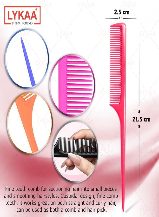LYKAA Professional Tail Comb for Women Smooth & Round Teeth For Men & Girl Ideal For Sectioning Highlighting Colouring Tail Comb Hairstyling Hair Accessories 1 Comb - Image 3