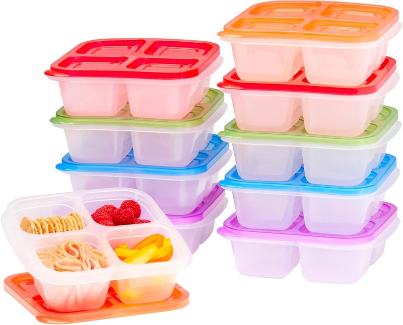 Bentgo Easyboxes 4Compartment Snack Containers  20Piece Set with 10 Trays  10 CustomFit Lids to Seal in Freshness  Reusable Food Storage  Meal Prep Bento BPAFree Containers Classic - Image 1